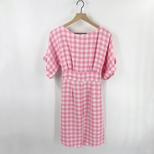 Closet London Pink White Gingham Print Short Sleeve Sheath Dress Size 6